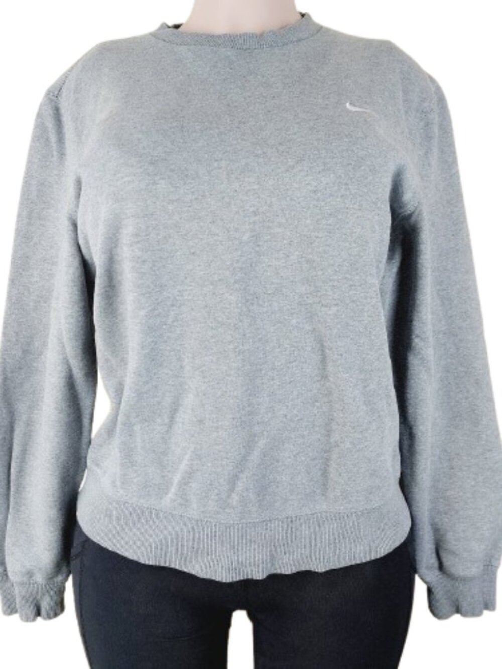 Nike Women's Grey Classic Fleece Crewneck Pullover Swoosh Sweatshirt Size M